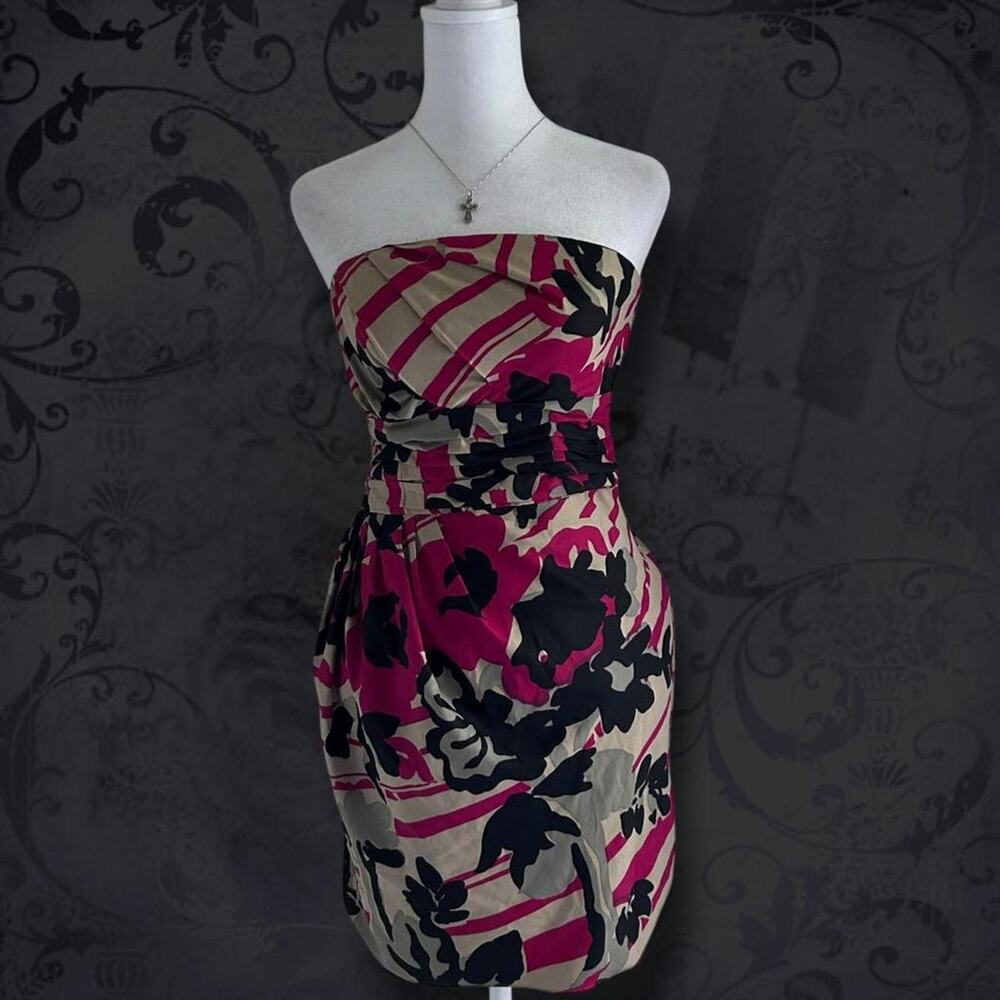 abstract oversized patterned floral tube vintage retro glam mini dress